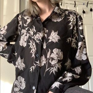 VINTAGE / sheer floral blouse